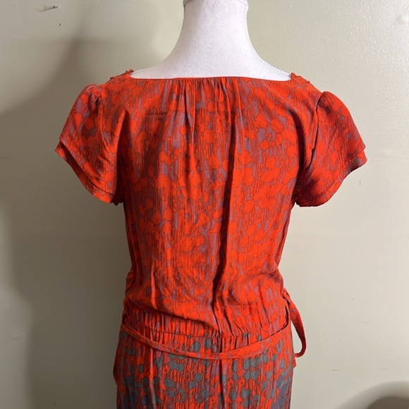 Monsoon Elegant Red and Gray tie waist side pockets Women's Dress - Picture 6 of 13